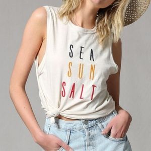 Last 1! NWT Embroidered Sea Sun Salt Cotton Tee Tank Top